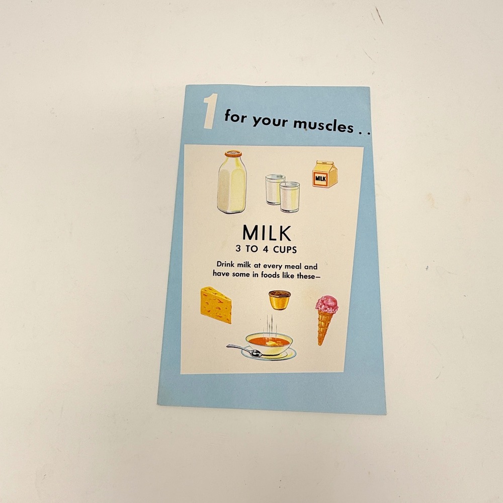 Vintage 1950s Dairy Council Food Chart Nutrition Poster Milk Muscles Dayton Ohio